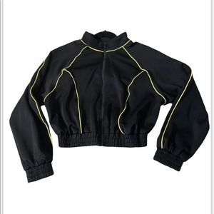 Black and yellow crop top jacket
